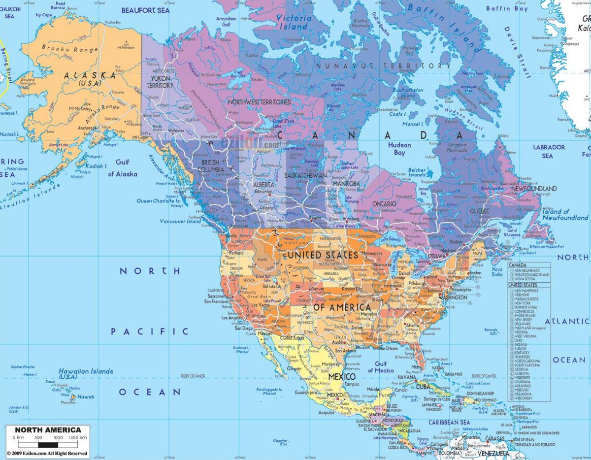 Noord-Amerika State kaart - Noord-Amerika kaart State (Noord - Amerika